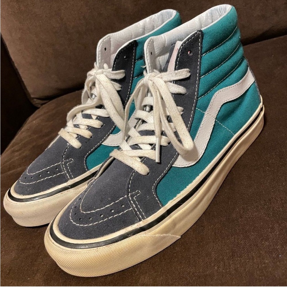 Vans Gray/Teal High Tops Unisex Men's 7.5 Women's 9